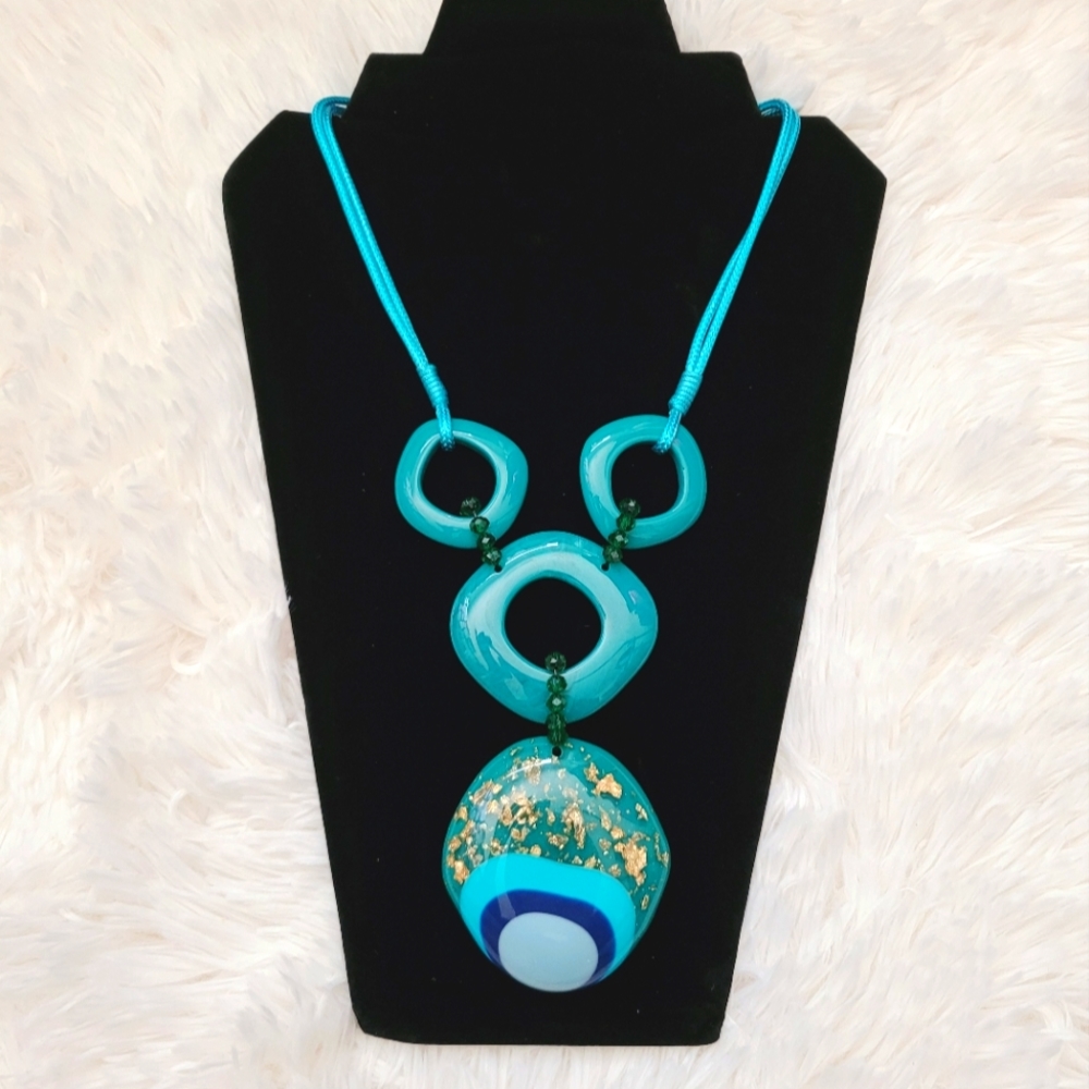 Chunky Beaded Charm Statement Necklace